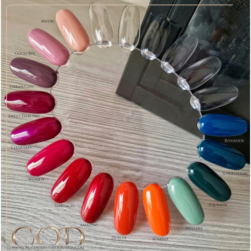 Nuancier fait avec le Gel couleur Mystery