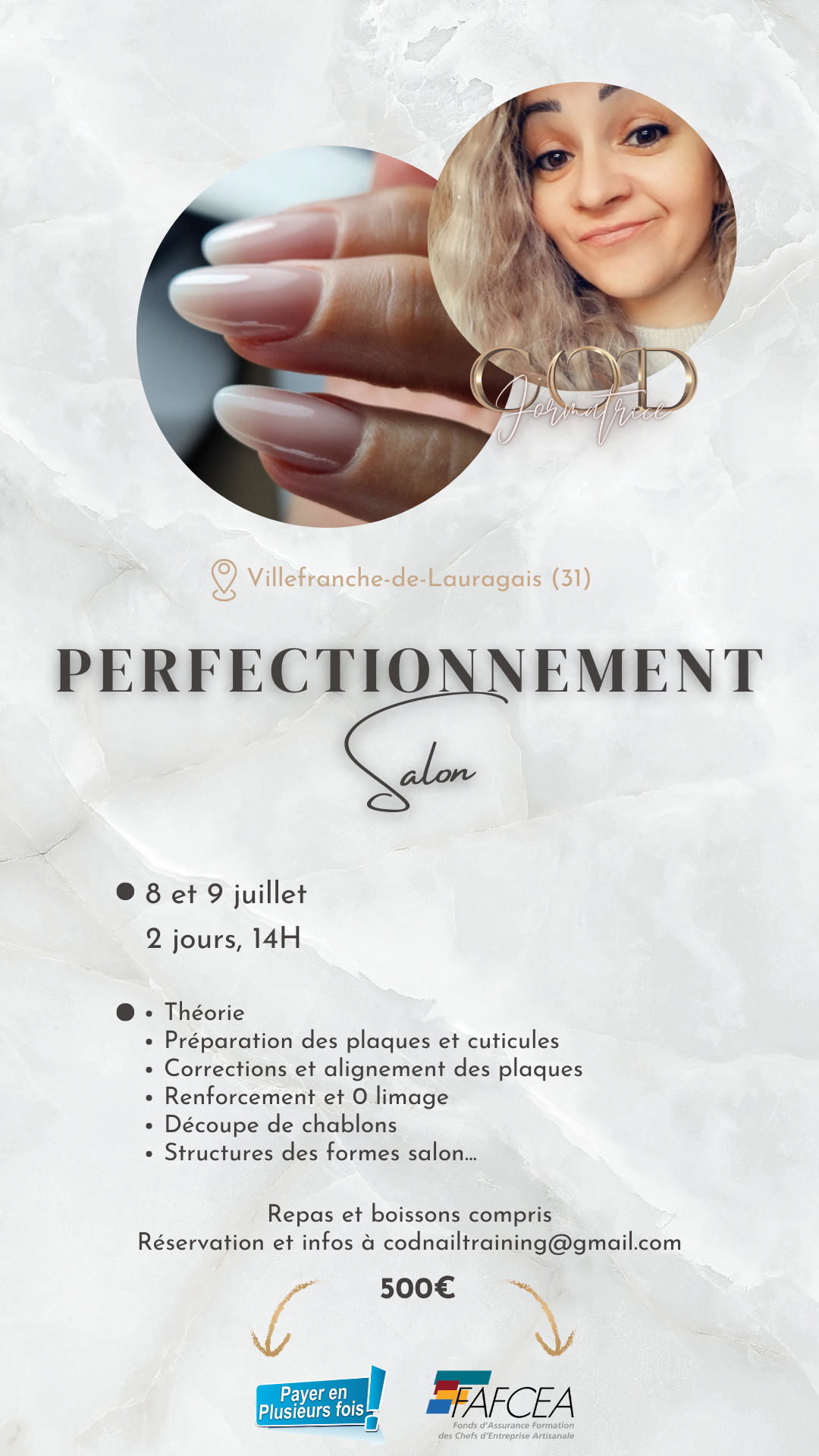 Formation perfectionnement salon prothésiste ongulaire 31