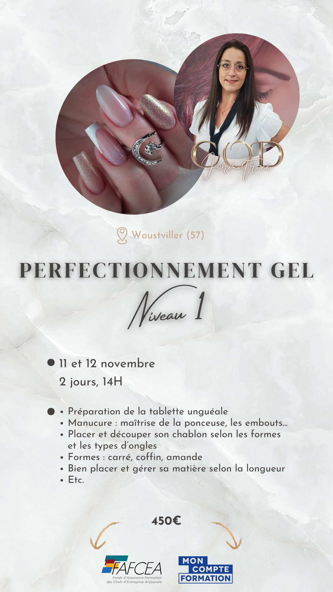 Visuel formation perfectionnement gel niveau 1 woustviller 57